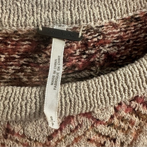 Free People Sweater Top Blouse Knit Wool Brown Boho Fall Fairy Grunge Size Small - Picture 6 of 8